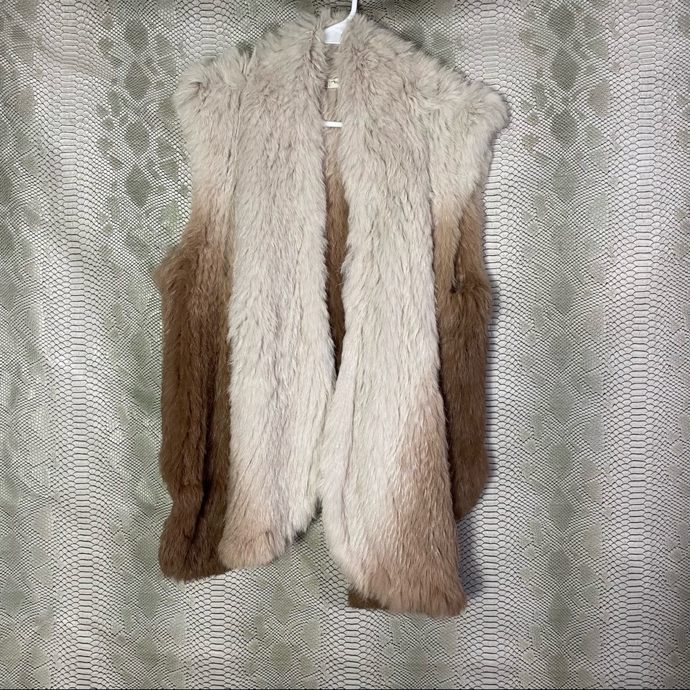 Moon and meadow real rabbit fur brown ombré vest
